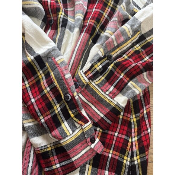 John Mark Women Size XL Plaid Button Up Blouse Top Fringed Long Sleeve Cabincore - Picture 8 of 13